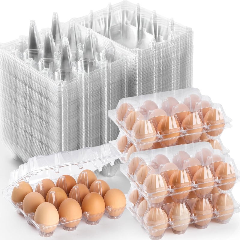 APOCHON 60 Pack Plastic Egg Cartons 12 Count, Clear One Dozen Egg Cartons Cheap Bulk for Chicken Egg, Reusable Egg Carton Egg Container for Home, Chicken Farm, Commercial Business Market Display - Image 1